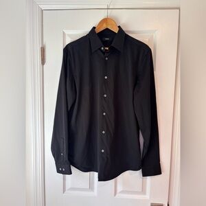Theory black SYLVAIN Structure Knit button down shirt size large NWT